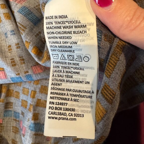 prAna Elsie Top Geo Print Tencel Long Sleeve Blouse Size M - Picture 9 of 10